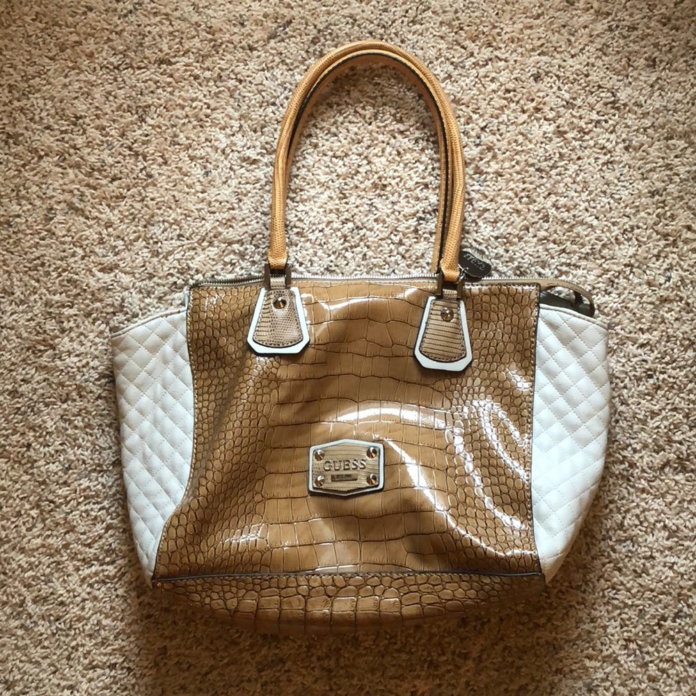Cream and tan Guess handbag